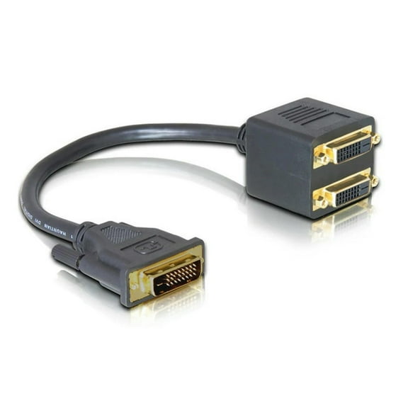 FOR DVI Male to 2 DVI Female Adapter cable Single Link DVI Splitter 1 to 2 Port Y Extension Cable Adapter for PC HDTV Black