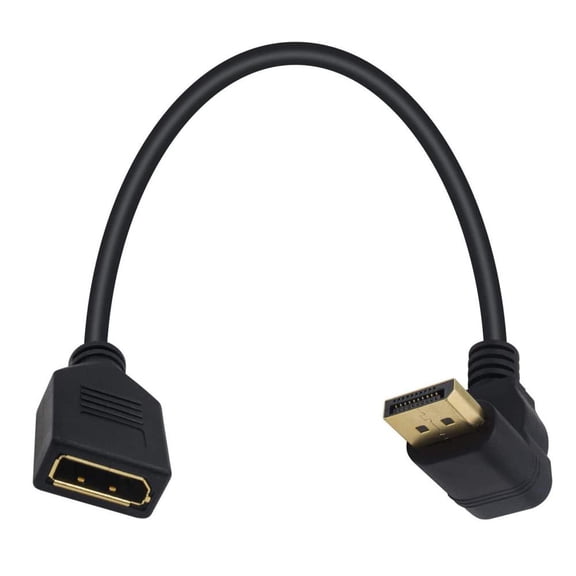 FOR Displayport to Displayport Cable 90 Degree Up Angle Displayport DP Male to Female Extension Adapter Cable Gold 30cm