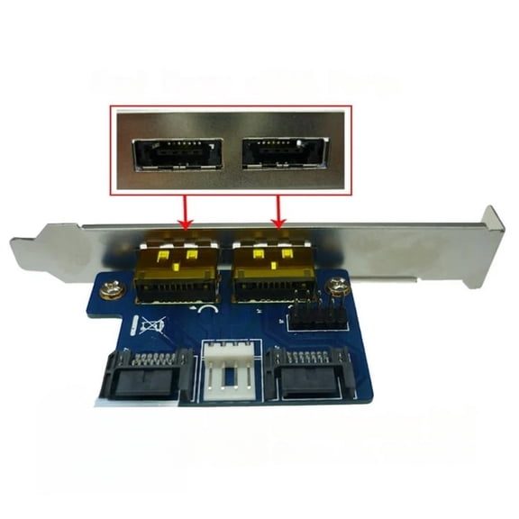 FOR Dual Power over esata (eSATA + USB) to Dual SATA adapter,2 SATA to 2 power esata card