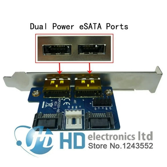 FOR Dual Power over esata (eSATA + USB) to Dual SATA adapter,2 SATA to 2 power esata card
