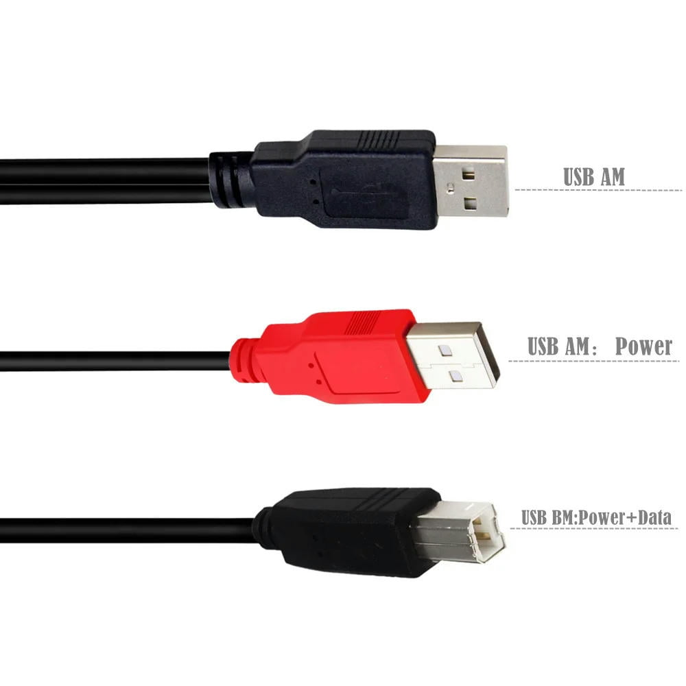 For dual usb 2 0 male to standard b male y cable for printer scanner