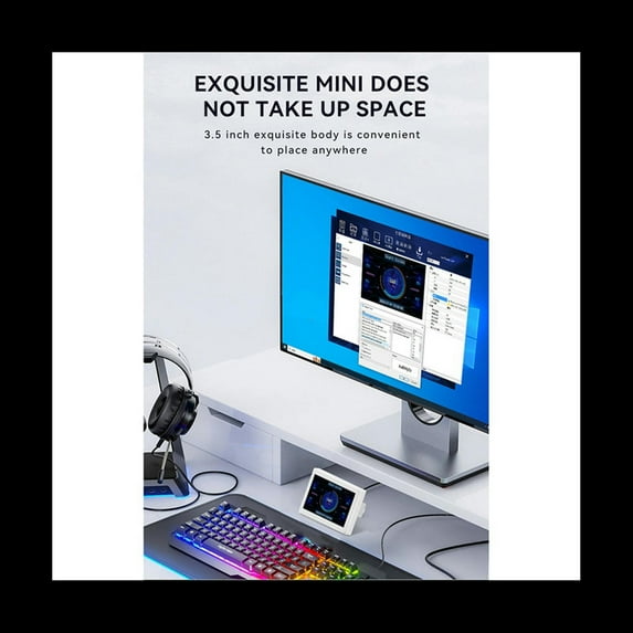 FOR Dual-Use Computer Sub-Screen Portable 3.5 Inch LCD Computer Monitoring USB Sub-Screen Desktop Computer Screen,Black