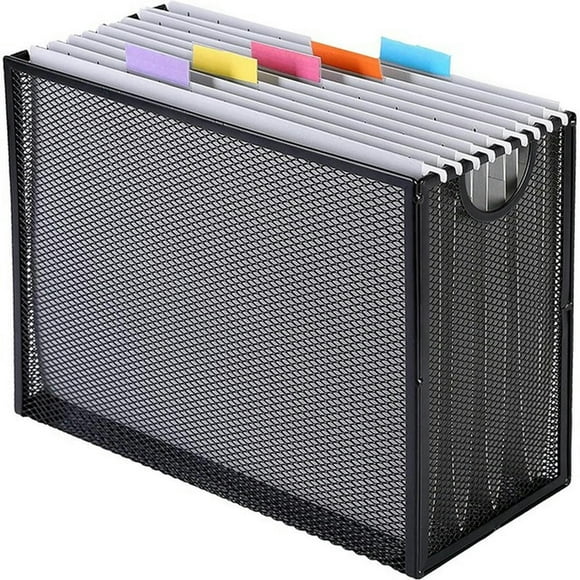 FOR Hanging File Organizer Filing Box,Metal Mesh File Crate Desk Organizer Magazine Holder With 5 Hanging Folders Included
