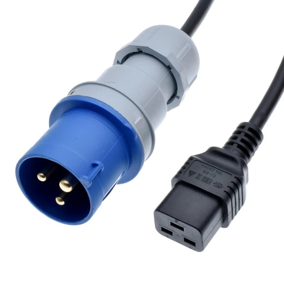 FOR IEC 316P6 to IEC 320 C19 Power cord,IEC309-16A to C19 compatible with AP9876,H05VV-F 2.5mm gauge,16Amps,1.5m to 3m Availables