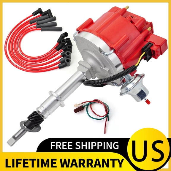 FOR JEEP INLINE 6 232 258 4.2L 6 CYL HEI DISTRIBUTOR+ RED Plug Wires CJ5 CJ7