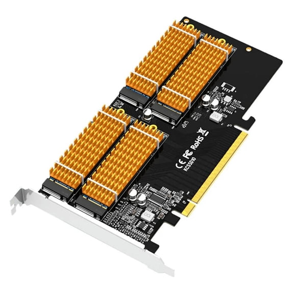FOR KCSSD10 PCIE X16 Adapter Card M.2 NVMe Protocol 4 port MKEY SSD Solid-State Drive Array Cooling Adapter Card