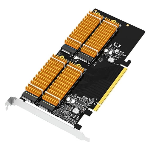 FOR KCSSD10 PCIE X16 Adapter Card M.2 NVMe Protocol 4 port MKEY SSD Solid-State Drive Array Cooling Adapter Card