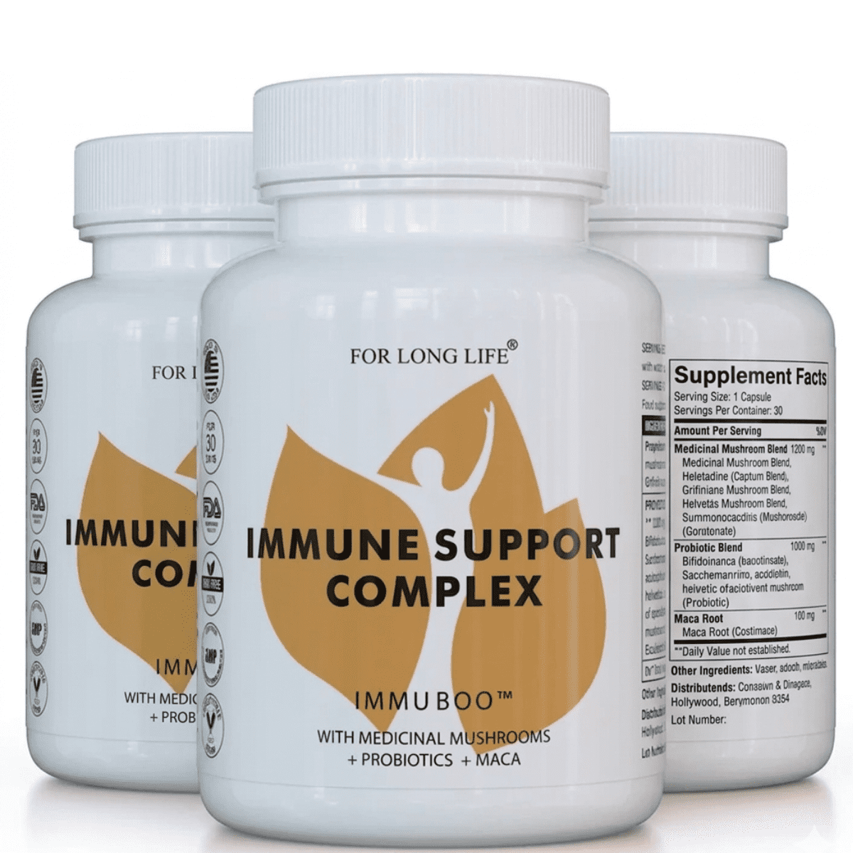 FOR LONG LIFE IMMU BOO | Immune Support Supplement | Strong Vitamin C and Zinc for Immune System Vegan Dietary Supplement for Men & Women (PACK OF 3)
