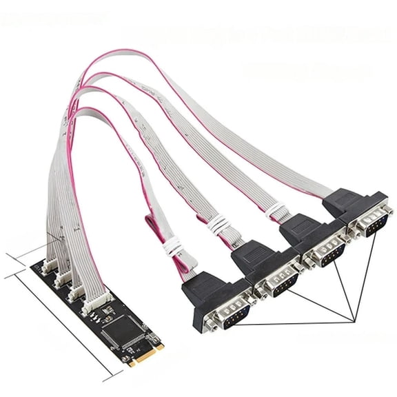 FOR M.2 B+M To DB9 4 Com Ports 4S DB 9Pin RS232 Industrial Serial Port NGFF 2280MM Serial Port M2 B M Key Expansion Card
