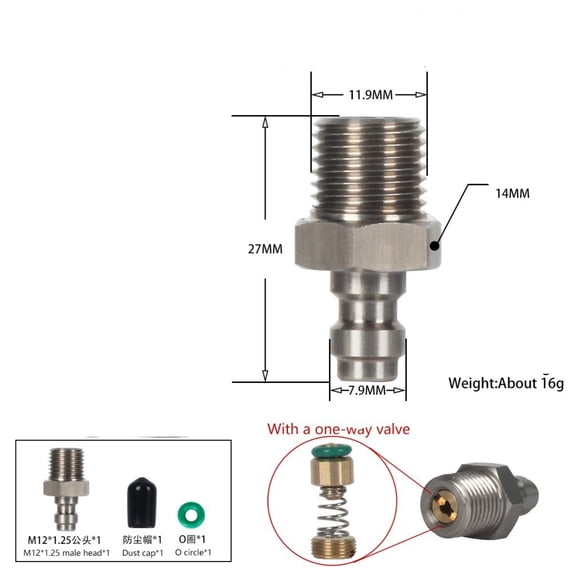 FOR M12X1.25 Stainless Steel Quick Connect Adapter with High-Pressure Safety 8MM