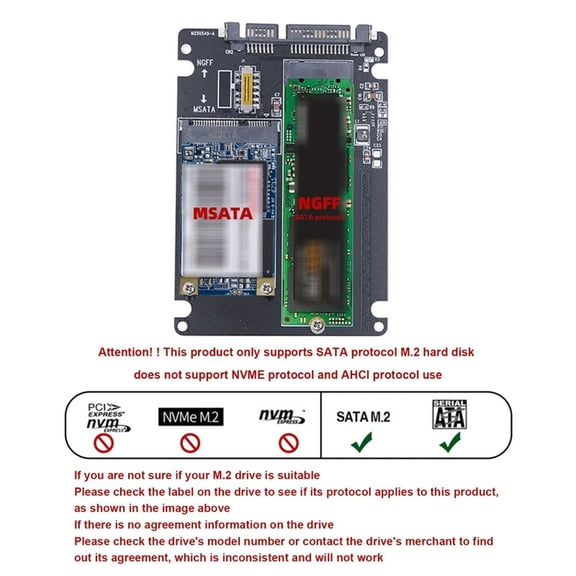FOR MSATA SSD To SATA 3.0 Riser Card 2 In 1 Adapter Card With USB3.0 Easy Drive Cable