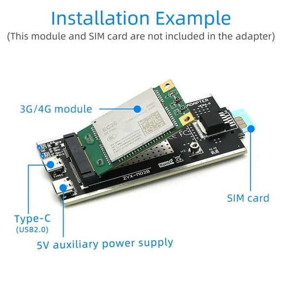 FOR Mini PCI-E To USB 2.0(TYPE C) Adapter With SIM Card Slot And Auxiliary Power Interface For WWAN Module