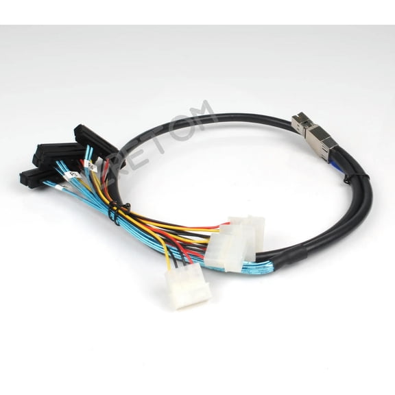 FOR Mini SAS HD (SFF-8644) to 4xSAS 29 Pin Female(SFF-8482) Mini-sas 8644 to 4 8482 With 4 Pin Power Cable 1M /100CM