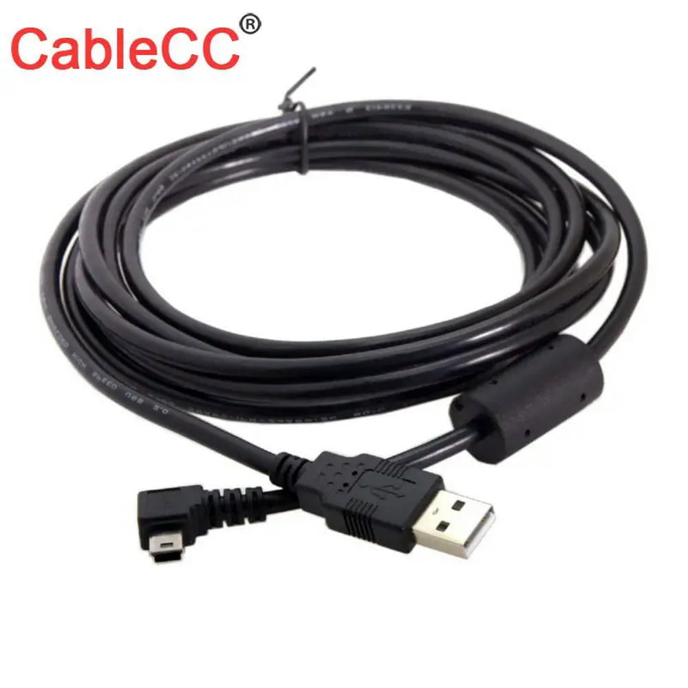90 Degree Mini USB Cable - Left Angled 5Pin Male To USB 2.0 Male 3 Meter Data Cable