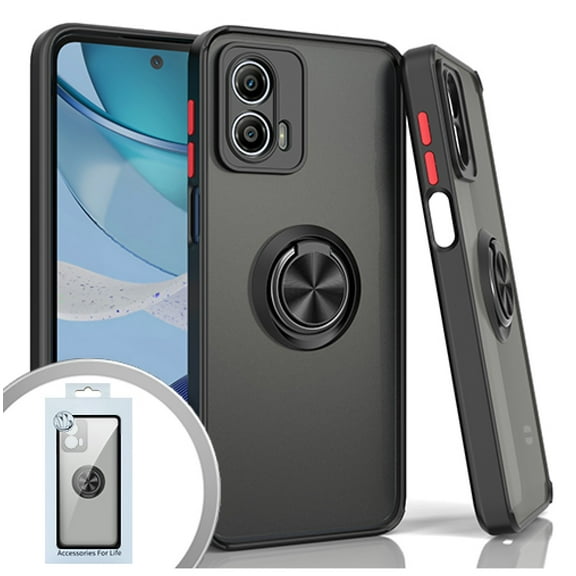 FOR Motorola Moto G 5G 2023 O-Ring Style Kickstand Cover Phone Case - Black