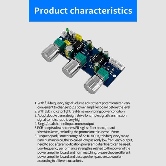 FOR NE5532 System Low Pass Filter Board .1 Channel Tone Board Double Sided with LED and Volume Control