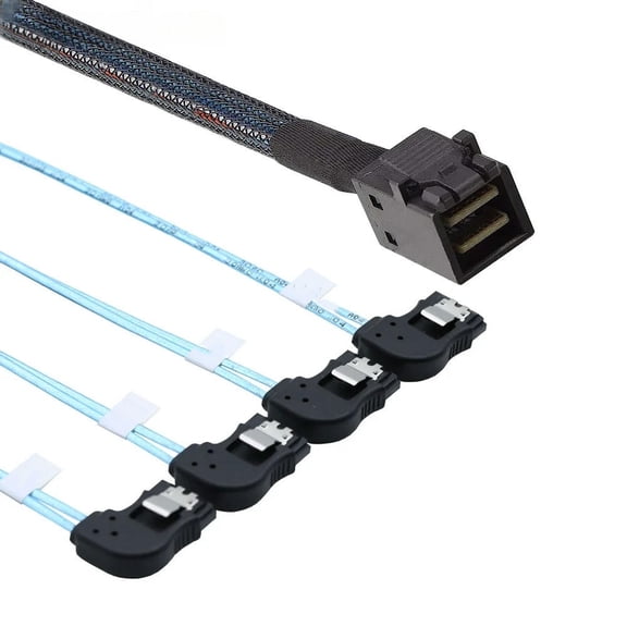 FOR PC Hardware Cables Adapters MINI SAS HD SFF-8643 to 4 Port SATA Left-angle Con tion Cable for Server