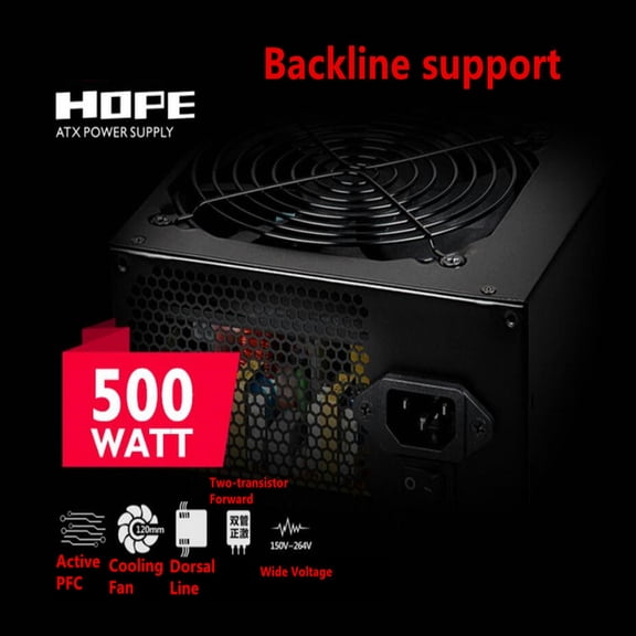 FOR PC PSU For Brand ATX Ative Silence Rated 500W Peak 600W Switching Power Supply HOPE-6000DS