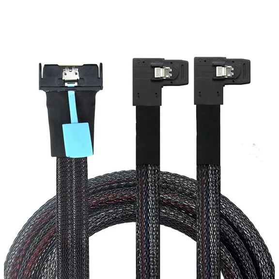FOR PCI-E 5.0 8X 74Pin to 2X 36Pin Mini SAS SFF-8087 right angle Extension Data and Cord Cable