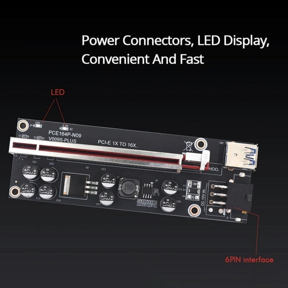FOR PCI-E Expansion Card For Four USB PCI-E 1X To PCI-E 16X 6Pin Graphics Extension Cable Expansion Card For BTC Mining