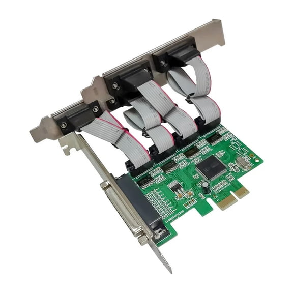 FOR PCI Express 4S1P DB25+4 Ports DB9 RS232 com PCIE WCH384L Serial Parallel Control card pcie to LPT Adapter