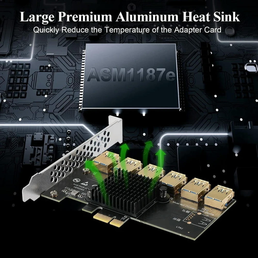 FOR PCI Express PCIE 1 To 6 USB3.0 Riser Card For PCI Express X16 Riser ...