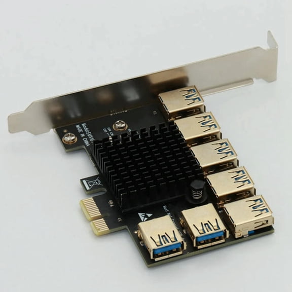 FOR PCIE 1 To 7 Adapter Card PCI Express Riser Card PCI-E Slot 1X To16x USB 3.0 Riser Ext For Video Card Miner Mining