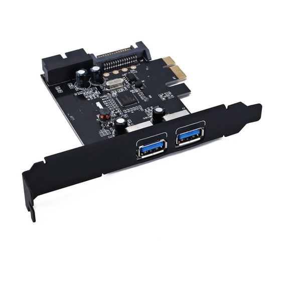 FOR PCIE TO 2 Port USB 3.0 PCI-e Internal 20Pin Adapter PCI Express 5.0Gbps 19Pin 7207201 Chipset SATA 15PIN Power Supply