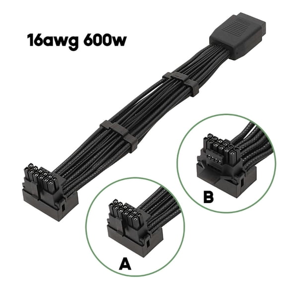 FOR PCIE5.0 Elbow Cable 16Pin Video Card Cable with Flip Head Elbow Line ATX3.0 12VWR 600W Male to Female Converter 15cm