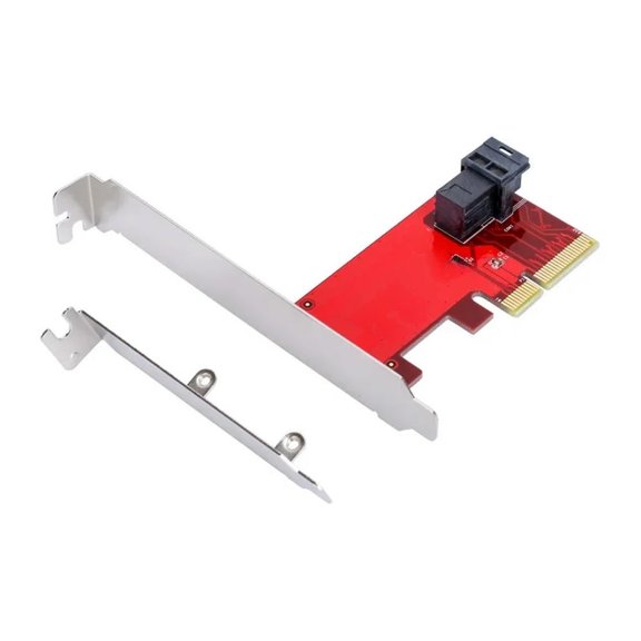 FOR PCIe 4X NVMe U.2 SSD Adapter PCI-Express to SFF-8643 with SFF-8639 Gen3/4 MiniSAS Cable UEFI WIN10 Support PCIE3.0