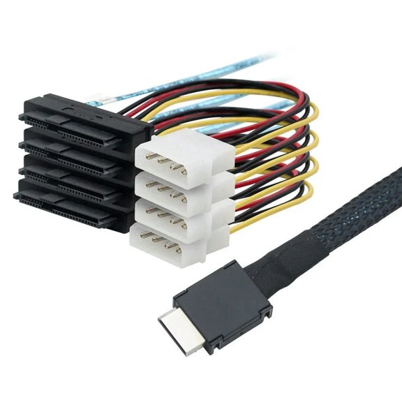 FOR PCIe PCI-Express SFF-8611 4I STR to SFF-8482 with 4X Molex Power Connectors for Raid Controller Hard Drive Adapter Cable