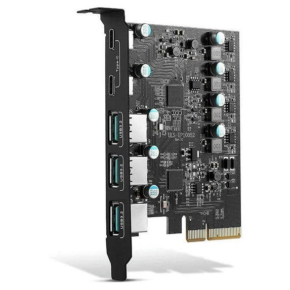 FOR PCIe X4 To USB 3.2 Card USB Gen 2 with 20Gbps 5 Port (3 USB A +2 Type C) ASM3142 Converter Adapter Expansion PCIE Splitter