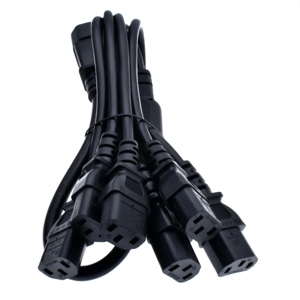 GELRHONR 60cm IEC C14 To 3x C13 Power Splitter Cord (1 To 3) - UPS Server Extension Cable - View #2