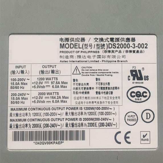 FOR PSU For TC4600 2000W Switching Power Supply DS2000-3-002 DS2000-3
