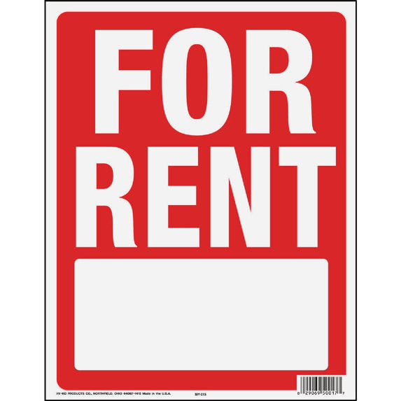 Hy-Ko For Rent Sign - Outdoor Red - 1 Piece — Residential Use, Standard Application