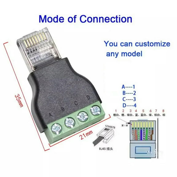 FOR RJ45 To 4P Terminal RS485 Terminal Network adapter RJ45 wiring 4PIN