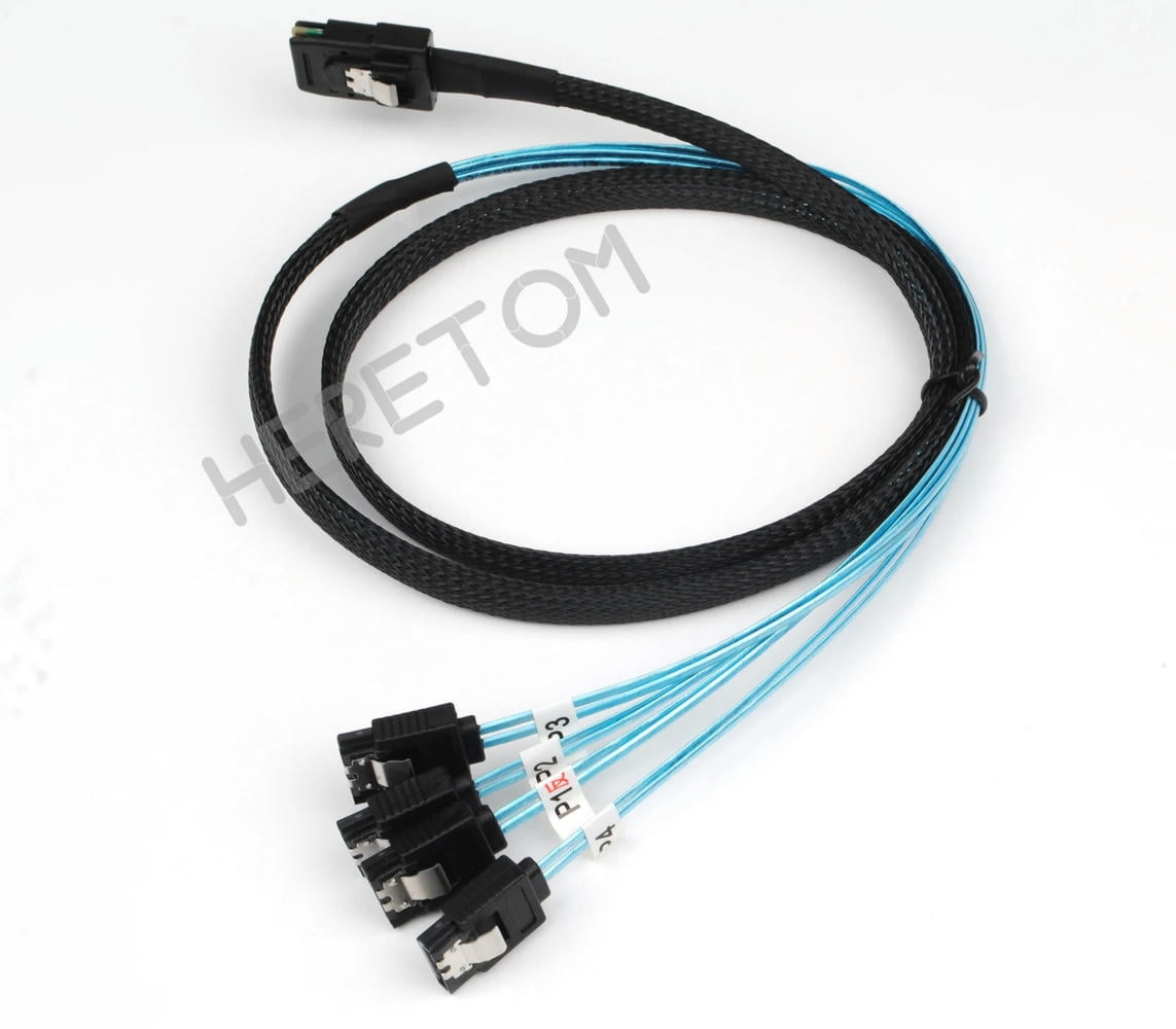 Mini SAS To SATA Cable 1 Meter - SFF-8087 To 4x SATA With Sideband Signal