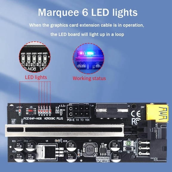 FOR Riser VER 009C Plus PCI Express Adapter 1X To 16X Ext Pcie Riser Adapter Card SATA Dual 6Pin Adapter