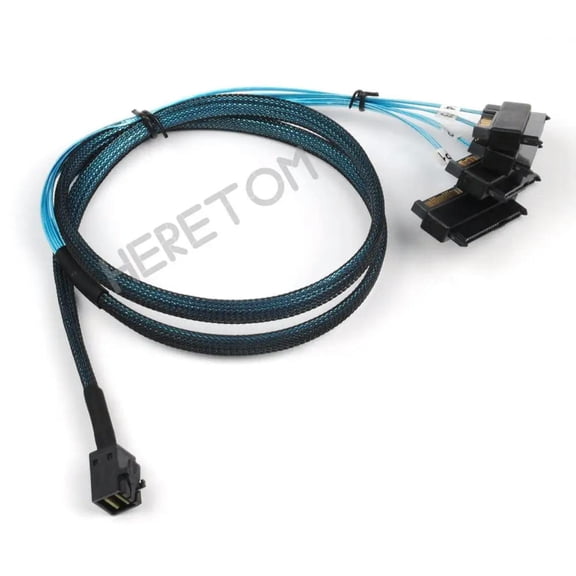 FOR SAS SATA Cable SFF-8643 To 4 SFF-8482 Internal Mini SAS HD to 4 SFF-8482 connector with 15pin Power Port Hard Drive Splitter 1M