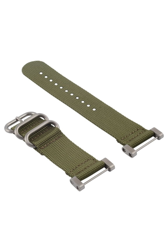 FOR SUUNTO CORE NYLON DIVER WATCH BAND LUGS ADAPTER SET MILITARY GREEN 3 STEEL RINGS