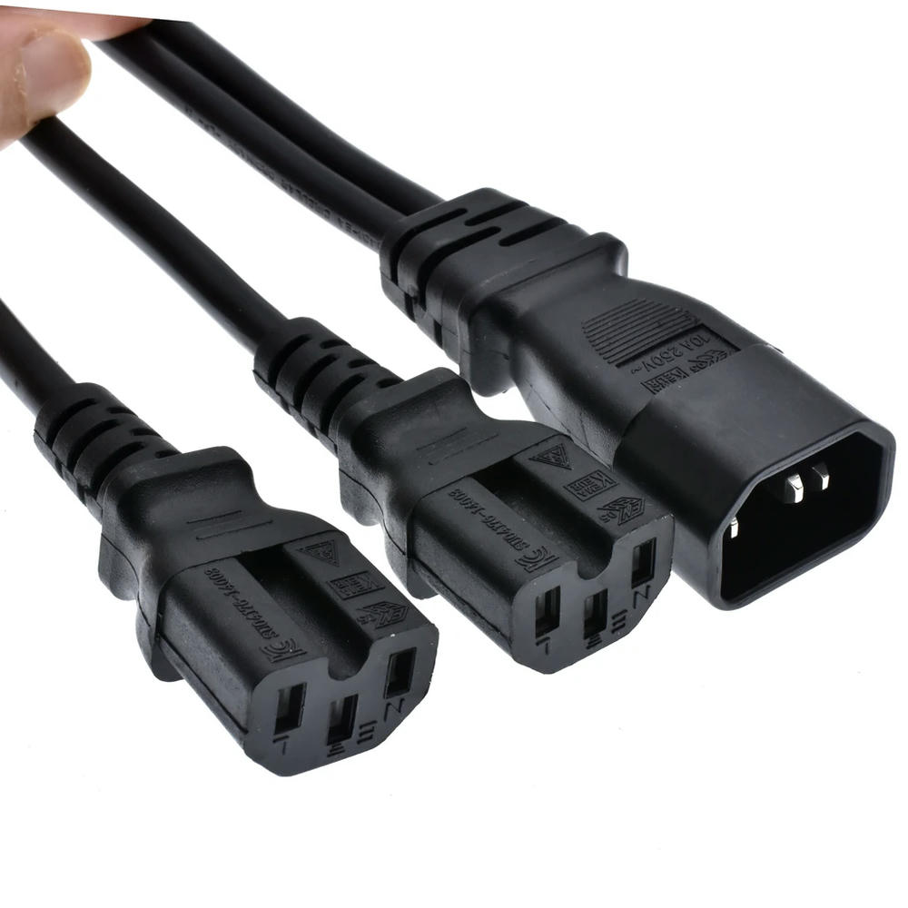 FOR Single IEC 320 C14 Male to Dual C15 Female Power Y Type Splitter ...