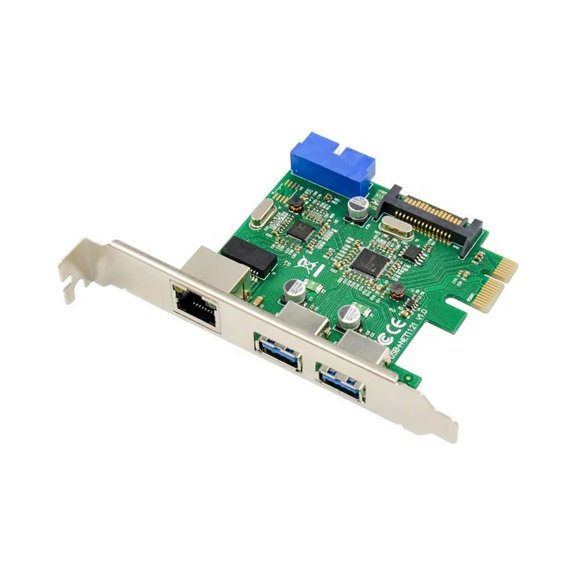 FOR Super-Speed PCI-E to USB 3.0 + RJ45 LAN Network Control Card Dual Control 2 port usb3.0 to pcie 1000M