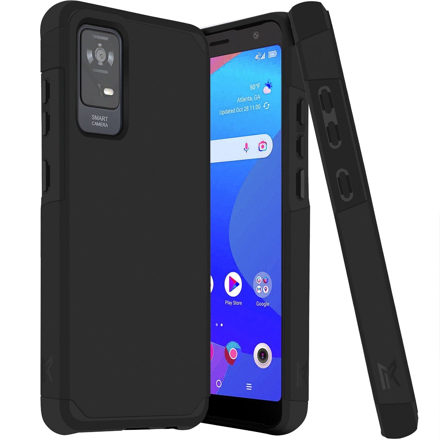 FOR TCL ION V T607DL Shockproof Hybrid Cover Phone Case mk Black