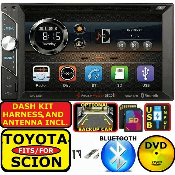 FOR TOYOTA SCION BLUETOOTH CD/DVD USB AUX SD MP3 MP4 CAR RADIO STEREO PACKAGE