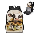thumbnail image 1 of FOR U DESIGNS Adorable Backpack with Lunch Compartment, Kids Girls School Bag with Lunch Box, Cow Sunflowers Shoulder Bookbags Portable Students' Supplies, 1 of 7