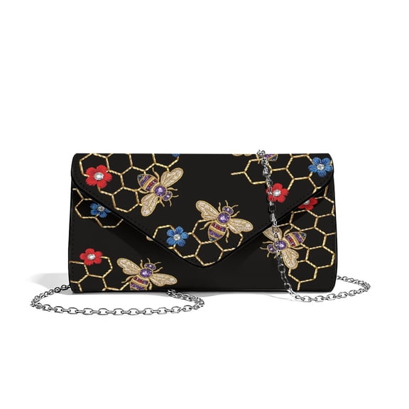 FOR U DESIGNS Bee Honeycomb Clutch Purses for Women Personalized Ladies Party Handbag Lightweight Wedding Purses Formal Party Clutches