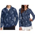 thumbnail image 1 of FOR U DESIGNS Blue Jellyfish Coral Print Matching Couple Golf Shirts Long Sleeve Quarter Zip Up Polo Shirts Moisture Wicking Outfits for Men Women, 1 of 7