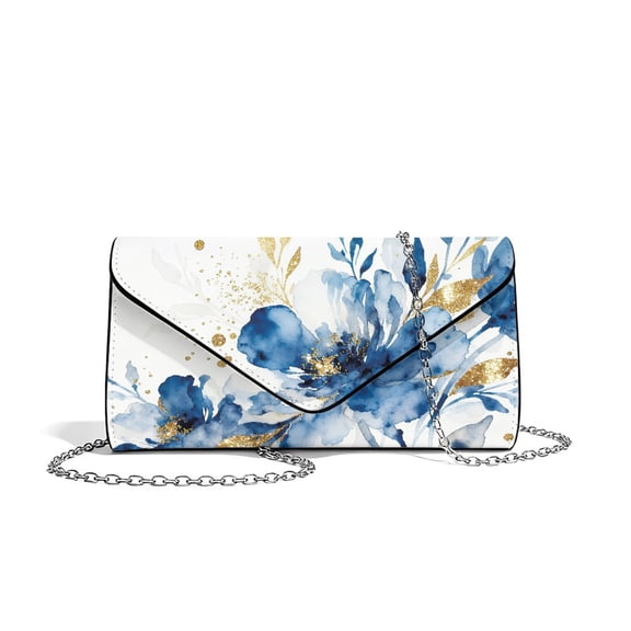FOR U DESIGNS Blue Peony Clutch Purses for Women Multifunctional Shoulder Bag Personalized Wedding Bag for Wedding Cocktail Prom Party