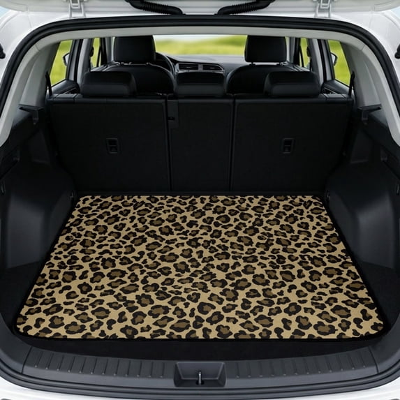 FOR U DESIGNS Brown Leopard Print Cargo Mat for Car Trunk All Weather Non-Slip Trunk Liner Easy to Clean Durable Rear Protection for SUV Van Sedan
