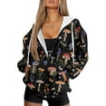 thumbnail image 1 of FOR U DESIGNS Butterfly Mushroom Zipper Hoodies for Women Oversized Hoodie Size S Comfortable Hooded Sweatshirt Zipper Front Women Long Sleeve Activewear Sportswear, 1 of 7